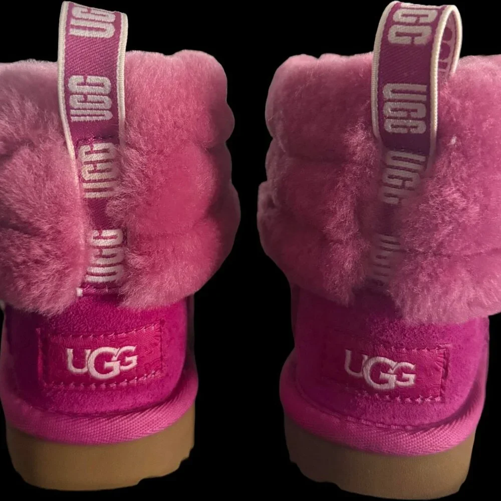 UGG Kids Pink Fuzzy Shearling Booties